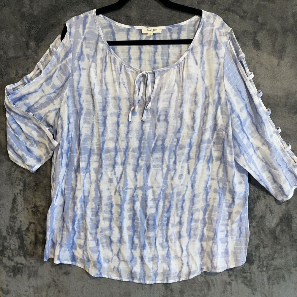 Como Blu Womans Lightweight Peasant Blouse Size 1X Tie Dye Open Sleeve